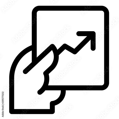Hand holds graph chart with rising arrow