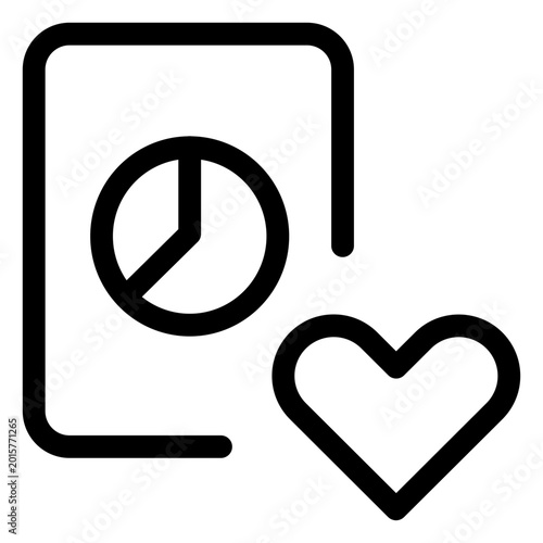A graphic illustration shows a heart near a document with a pie chart on it.