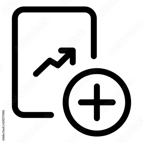Graphic shows a plus sign on a circle with an increasing chart