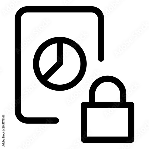 A graphic icon shows a locked device with pie chart