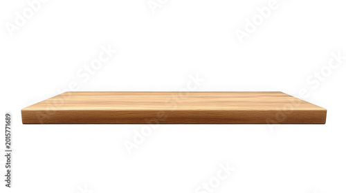 Wooden shelf isolated on white background