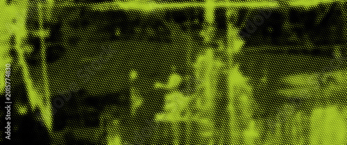 Grunge halftone overlay background with smoke or clouds motion texture. Acid green color y2k aesthetics. Vector backdrop design template and creative projects