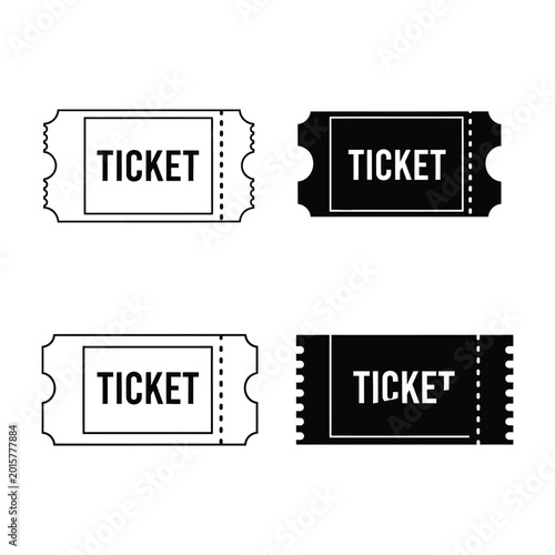 Tableau sur toile Four ticket stubs with text in different colors and line styles