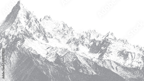 Canvastavla Abstract mountain range with pointillist snow texture Scenic winter landscape wi