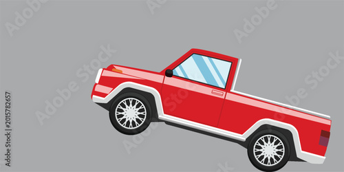 Fotografía Side view vector illustration of a red pickup truck