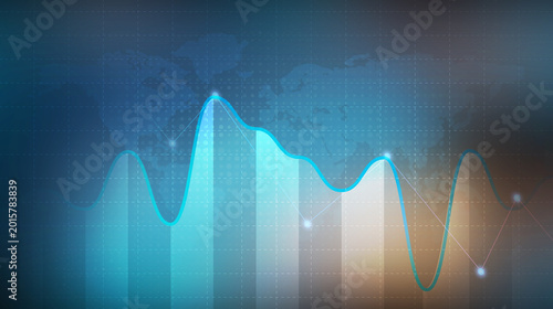 Schilderij op canvas Financial Growth: A dynamic visual representation of financial growth, showcasing upward trends and market fluctuations