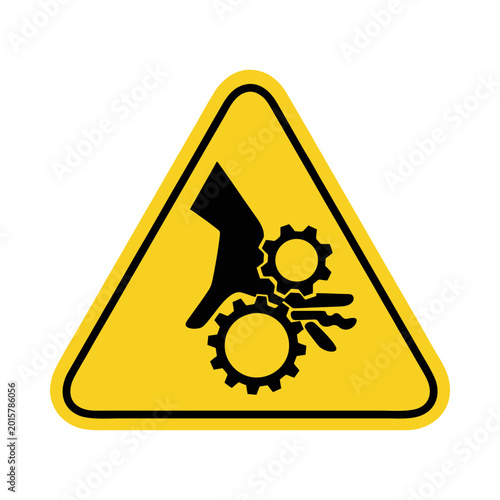 Hand crushing hazard warning sign vector illustration