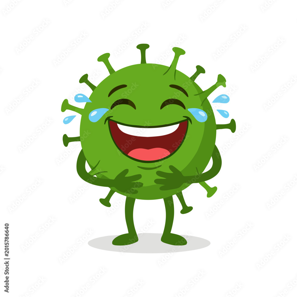 Fototapeta premium Laughing Virus Character Illustration Containing happy germ mascot funny expression and cartoon virus