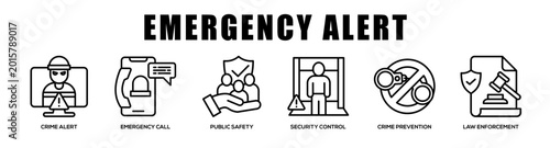 Foto Emergency Alert web banner icon illustration concept