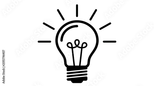 Foto Bright idea concept illustration of a classic light bulb with glowing rays radia