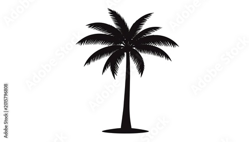 A simple, monochrome silhouette of a palm tree. The image is clean and minimalist, highlighting its shape with stark contrast