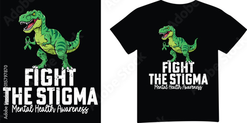 Tableau sur toile Fight stigma dinosaur mental health awareness t shirt design.