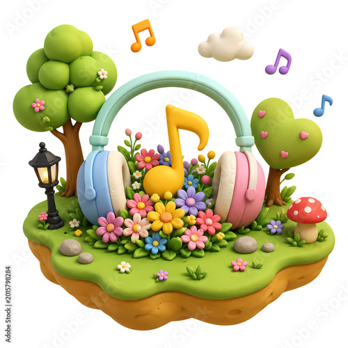 Premium Music Clay Island Diorama 3D Render
