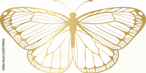 Foto Golden butterfly silhouette on white background detailed wing patterns