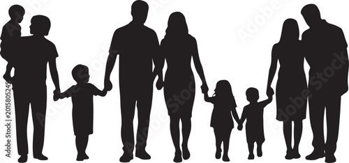 Fotografie Family holding hands walking together