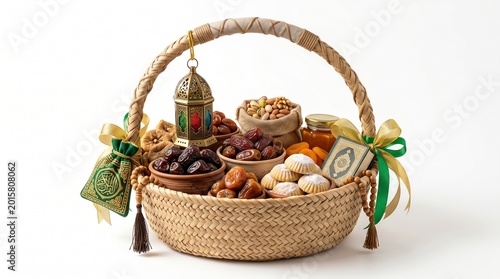 Traditional Eid al Adha Food Basket Isolated Background