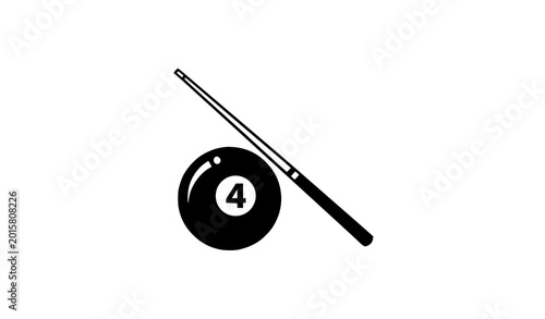 Cuadro en lienzo Minimalist billiards line art vector icon outline pool ball cue stick sports sym