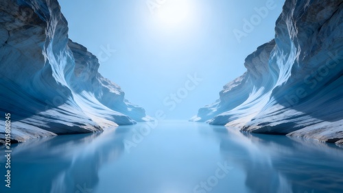Ice canyon with reflective water