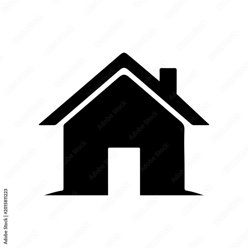Fototapeta premium Residential icon logo with flat black house silhouette Vector illustration