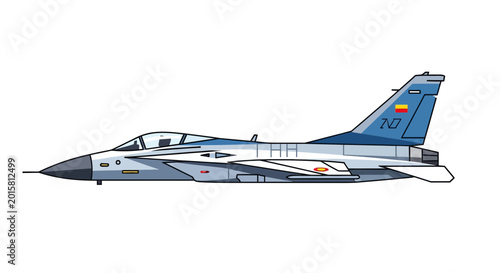 Foto Military Jet Fighter Aircraft Side View.