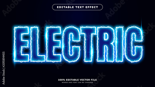 Blue Electric wave editable text effect with blue lightning