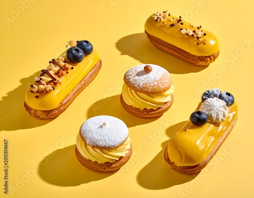 Delicious assorted French pastries and desserts.