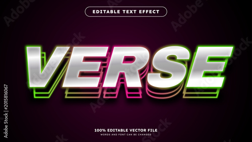 Glowing neon text effect Verse Text glows in the dark