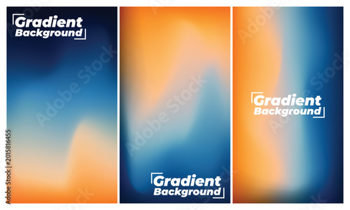 Set of three gradient backgrounds with soft blending colors and text overlays gradient background abstract backdrop template creative illustration wallpaper minimalist