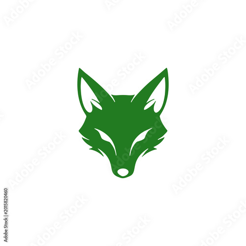 Minimalist Green Fox Head Vector Icon Mascot Logo Design