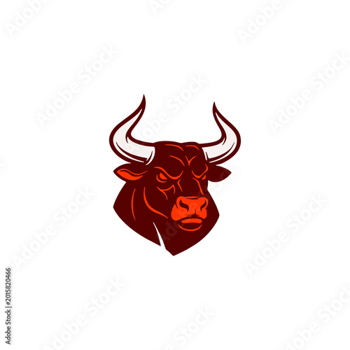 Aggressive Red Bull Head Mascot Vector Illustration