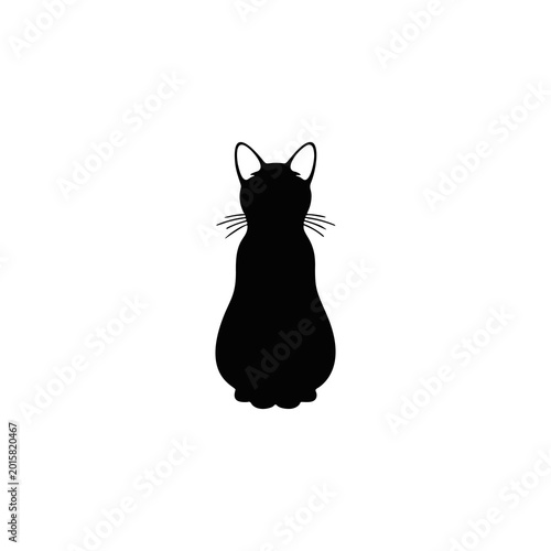Minimalist Sitting Cat Back View Silhouette Vector Icon