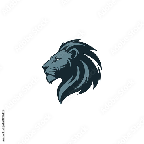 Majestic lion head profile vector mascot logo