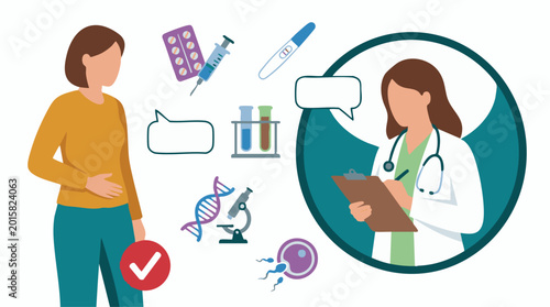 Tableau sur toile Woman consulting doctor about fertility, IVF, and women's reproductive health