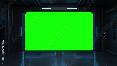 Set of Beautiful Closing and Opening Gates, Alpha Matte. Abstract Isolated Metal Gates 3d Animation on Green Screen. Technology Concept. 4k Ultra HD