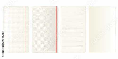 Tableau sur toile notebook pages various styles isolated on white background
