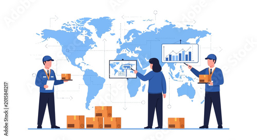 Global logistics and delivery network with analytics and shipping boxes