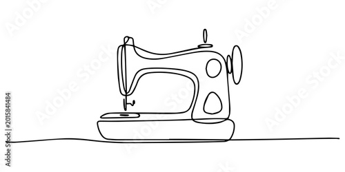 Photos vintage sewing machine continuous line vector illustration, Sewing Machine with Thread