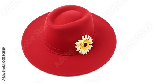 Crimson Felt Fedora with Sunflower Detail