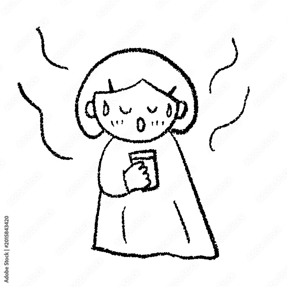 Fototapeta premium よもぎ蒸し中に水を飲む女性のイラスト
