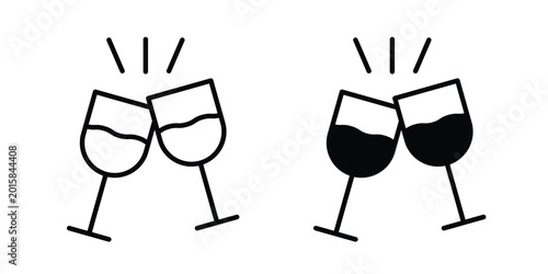 Foto Clinking glasses icon. thin line icon vectors