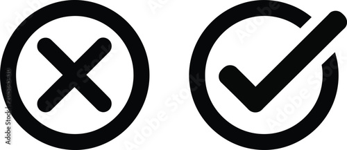 Free Download Black check mark and cross mark icons inside circles set Vector - GFXLoad