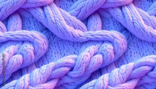 Vibrant purple yarn braided textile closeup.