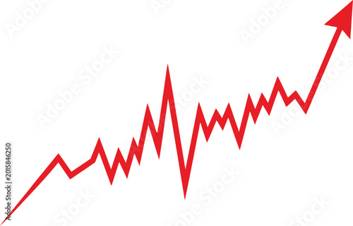 Εκτύπωση καμβά Red arrow graph line showing upward growth and financial success progress Vector