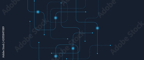 Bilde på lerret Abstract digital AI circuit board background with tech icons