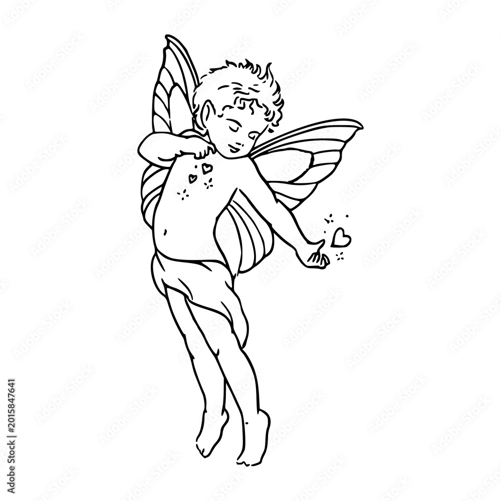 Obraz premium adorable baby angel cupid for valentine day concept