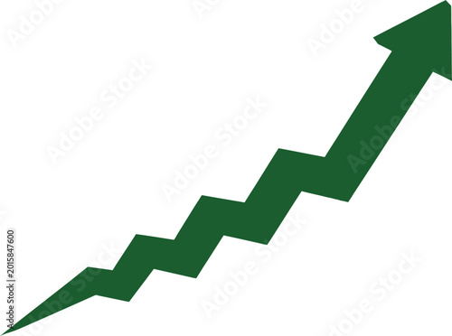 Foto Green jagged arrow pointing up showing growth and positive progress Vector