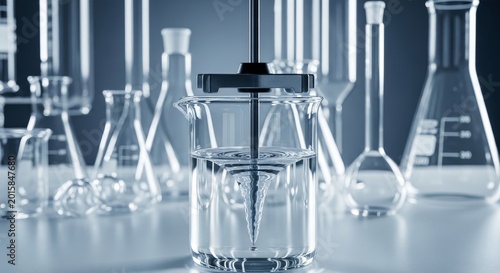 Magnetic Stirrer Mixing Liquid in Laboratory Beaker