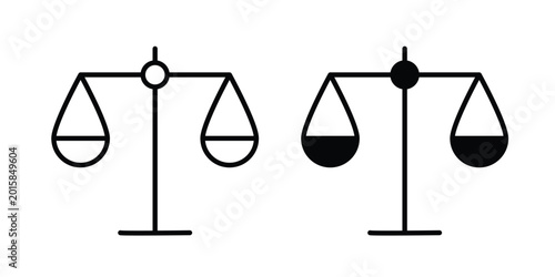 Schilderij op canvas justice scale icon. thin line icon vectors