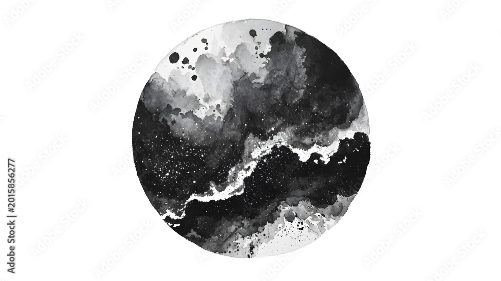Fototapeta premium Watercolor black Circle Layered