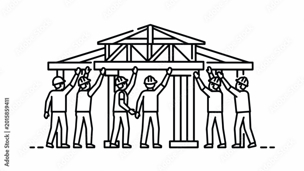Obraz premium People working together on construction.